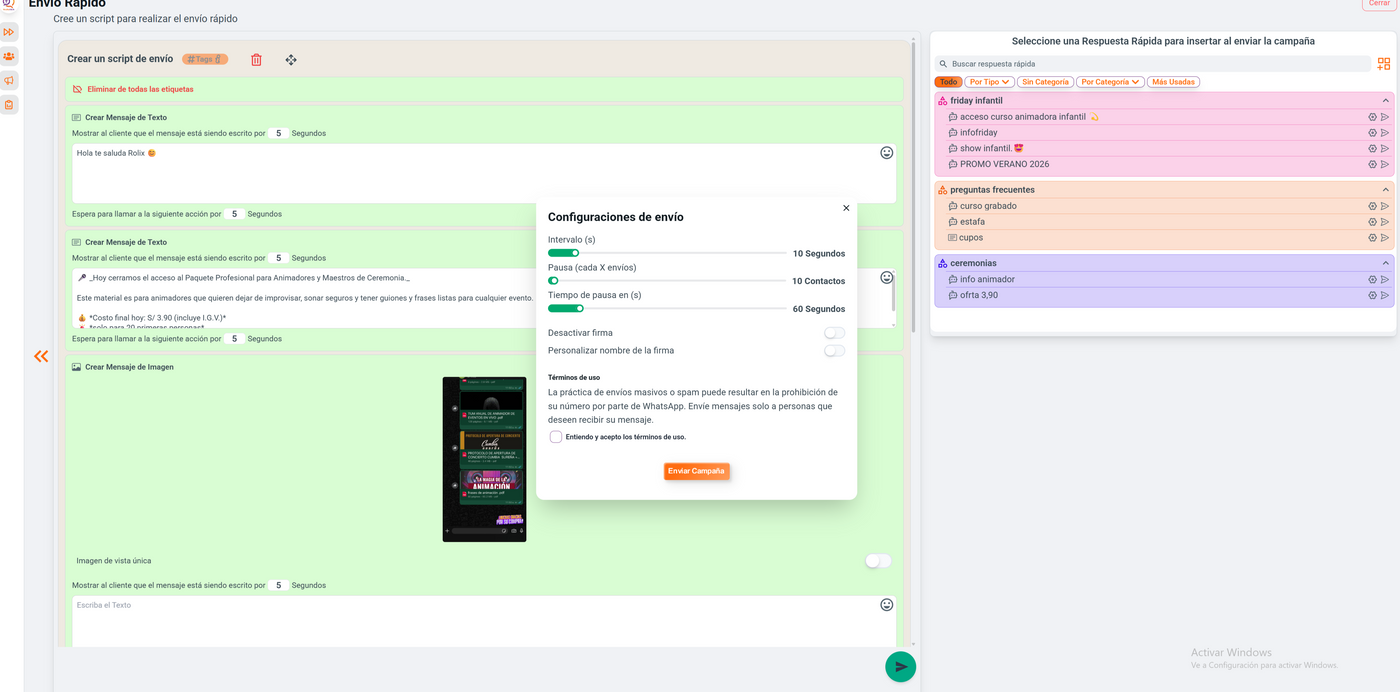 Mensajes difusión CRM